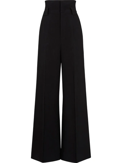 Fendi High-waisted Flared Trousers In Black