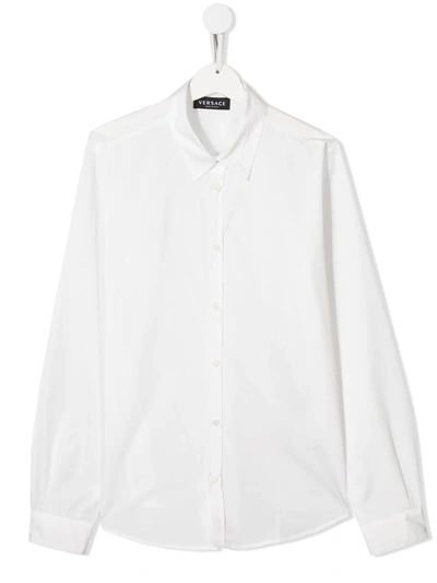 Young Versace Kids' Long-sleeve Poplin Shirt In White