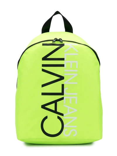 Calvin Klein Kids' Logo Print Backpack In Yellow