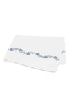 Matouk Daphne Floral Embroidered 520 Thread Count Flat Sheet In Hazy Blue