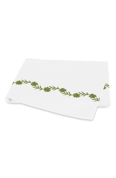 Matouk Daphne Floral Embroidered 520 Thread Count Flat Sheet In Grass