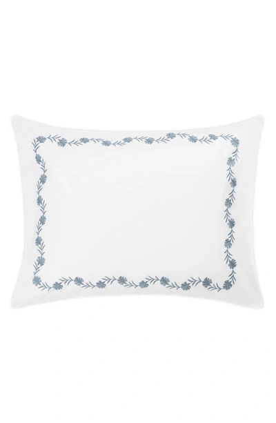 Matouk Daphne Floral Embroidered Count Sham In Hazy Blue