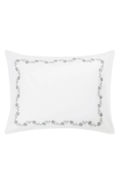 Matouk Daphne Floral Embroidered Count Sham In Silver