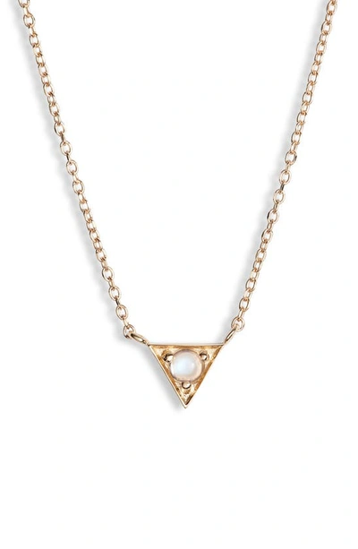 Anzie Cleo Moonstone Triangle Pendant Necklace In Gold/ Blue Moonstone