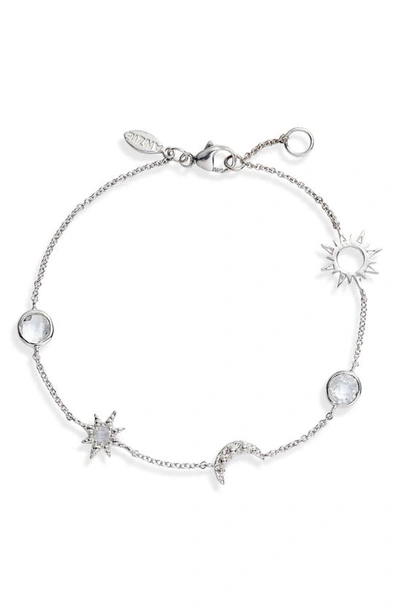 Anzie Station Bracelet In Silver/ White