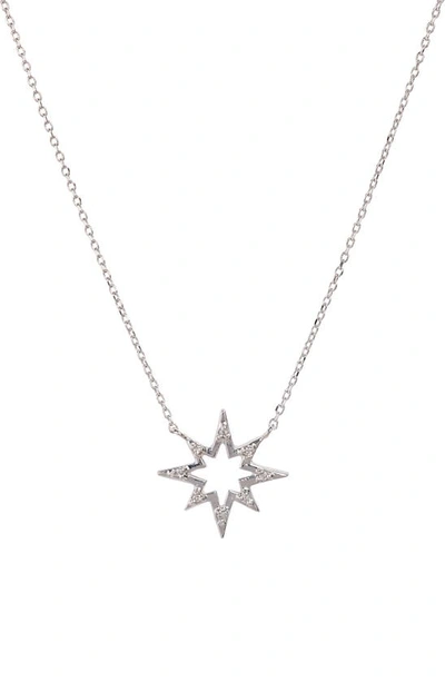 Anzie Open Starburst Pendant Necklace In Silver/ White