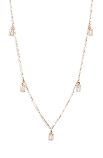 Anzie Dew Drop Shaky Station Necklace In Yellow Gold/ White