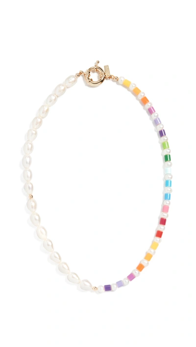 Eliou Thasos Bead & Baroque Pearl Necklace In Pearl/rainbow