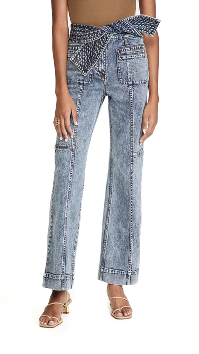 Ulla Johnson Wade Tie Waist Jeans In Medium Acid Wash