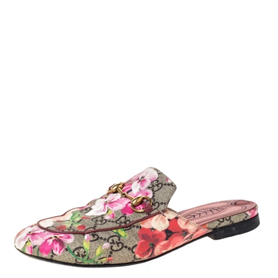 Pre-owned Gucci Multicolor Gg Supreme Blooms Printed Canvas Princetown Horsebit Loafer Slides Size 36
