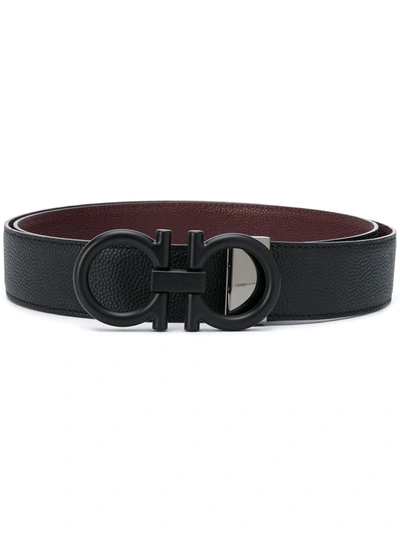 Ferragamo Gancini Reversible Belt In Black