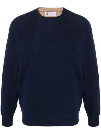 Brunello Cucinelli Plain Basic Jumper In Blue