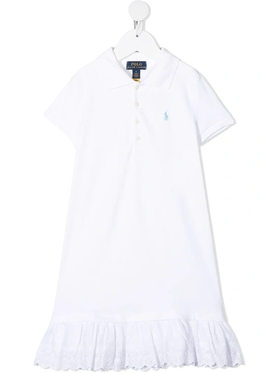 Ralph Lauren Kids' Flounce Hem Polo Shirt In White