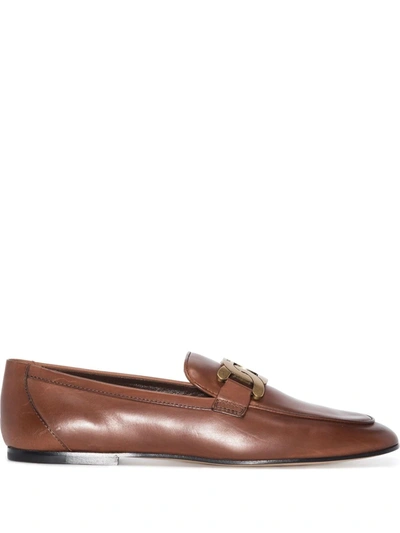 Tod's Kate Chain-detail Leather Loafers In Brown