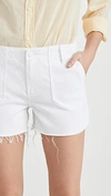 Paige Mayslie Utility Cut-off Jean Shorts In Crisp White
