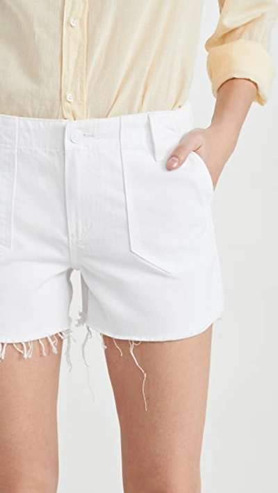 Paige Mayslie Utility Cut-off Jean Shorts In Crisp White In Nocolor