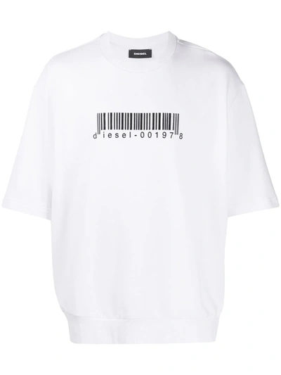 Diesel Barcode Logo T-shirt In White