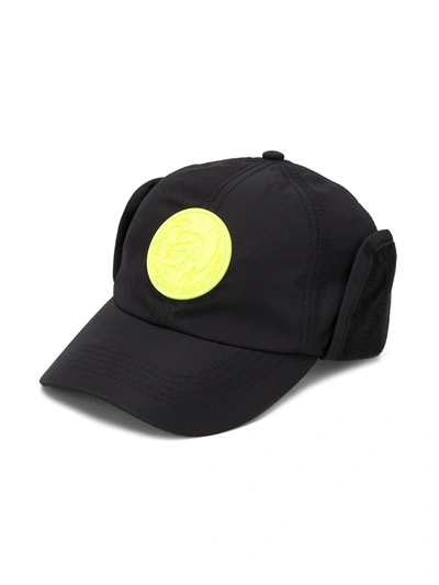 Diesel Kids' Logo Patch Cap In Black