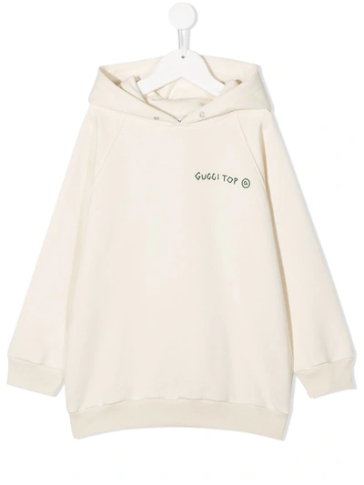 Gucci Kids' Printed Cotton Hoodie In Neutrals