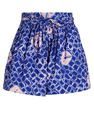 Ulla Johnson Willow Tie-waist Cotton Shorts In Blue/pink