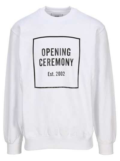 Opening Ceremony Box Logo Crew Neck Sweatshirt In White
