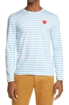 Comme Des Garçons Stripe T-shirt In Blue