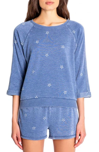 Pj Salvage Star Embroidered Lounge Top In Denim