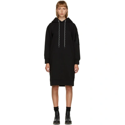 Moncler Logo Embroidered Long Sleeve Hoodie Dress In Black