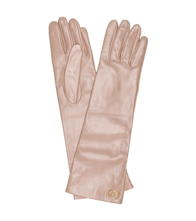 Valentino Garavani Leather Gloves In Pink