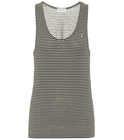 Saint Laurent Racerback Striped Jersey Tank Top In Black