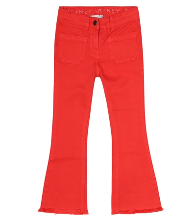 Stella Mccartney Kids' Stretch-cotton Flared Jeans In Red