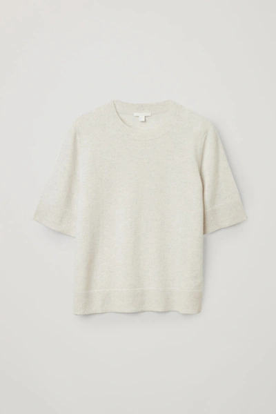 Cos Short-sleeved Cashmere Top In Grey