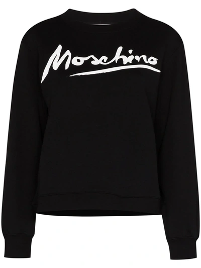 Moschino Logo Print Sweatshirt In Black,white