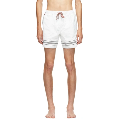 Burberry Martin Logo-embroidered Shell Swim Shorts In White