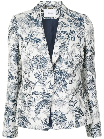 Erdem Iris Toile-de-jouy Single-breasted Jacquard Jacket In White