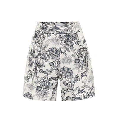 Erdem Howard Toile De Jouy-jacquard Twill Shorts In Blue