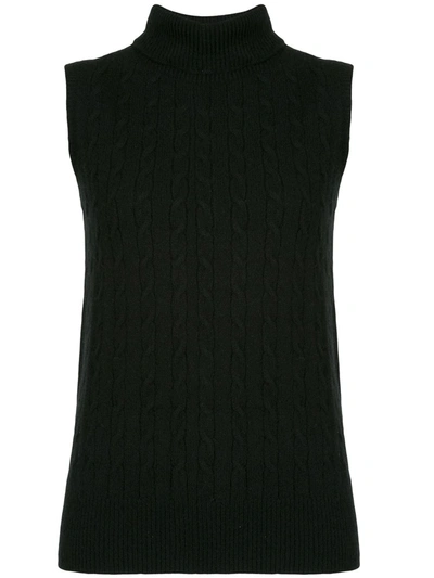 Erdem Jonquil Roll-neck Cable-knit Cashmere Sweater In Black