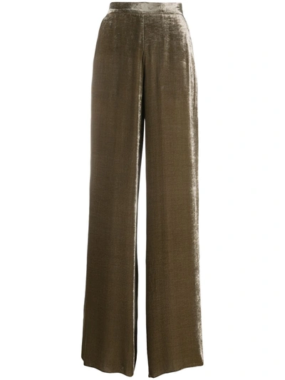 Etro High-rise Velvet Wide-leg Trousers In Light Brown