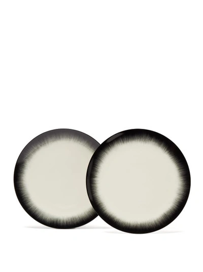 Ann Demeulemeester X Serax X Ann Demeulemeester Set Of Two Porcelain Plates In Black White