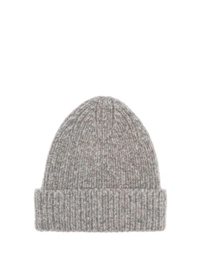 Acne Studios Kabelo Ribbed Wool-blend Beanie Hat In Grey Melange