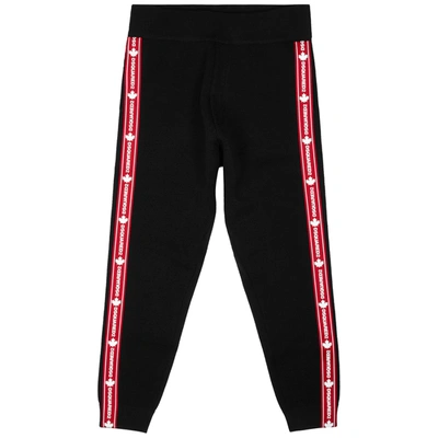 Dsquared2 Black Logo Stretch-wool Sweatpants