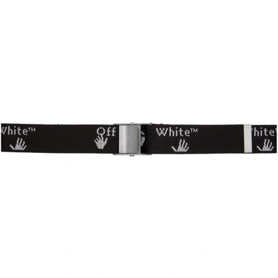 Off-white Black Logo-jacquard Canvas Belt In Black,white