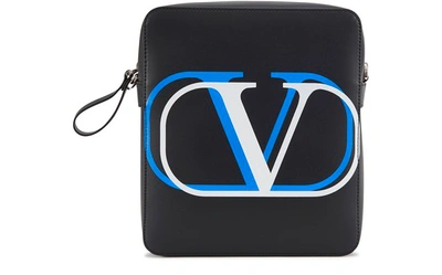Valentino Garavani Garavani - 2d Logo Cross Body Bag In Nero Azzuro Fluo