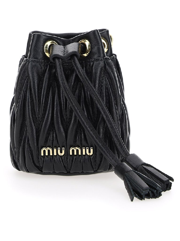 Miu Miu Mini Drawstring Bucket Bag In Black ModeSens