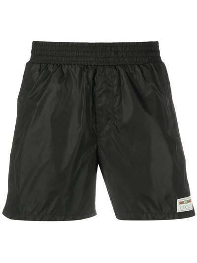 Gucci Label Swim Shorts In Black