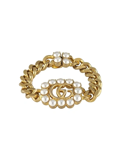 Gucci Pearl Double G Bracelet In Gold