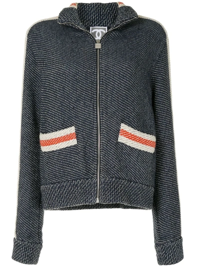 Pre-owned Chanel 2007 Sports Knitted Zipped Jacket In Blue