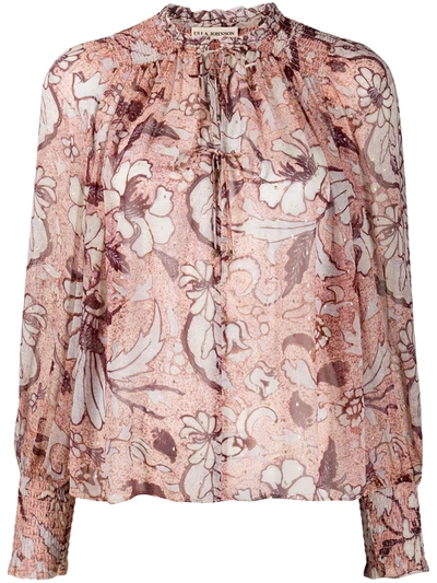Ulla Johnson Anita Floral-print Fil Coupé Silk And Lurex-blend Blouse In Blush