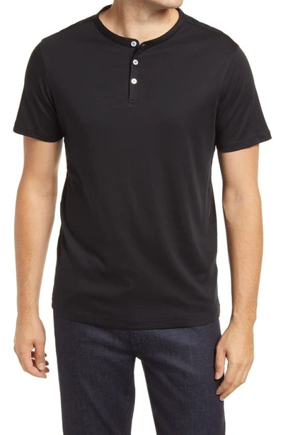 Robert Barakett Georgia Solid Henley Shirt In Black