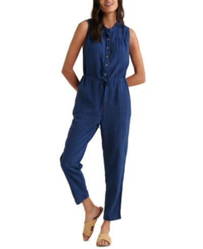 Lucky Brand Hayley Striped Jumpsuit In Navy